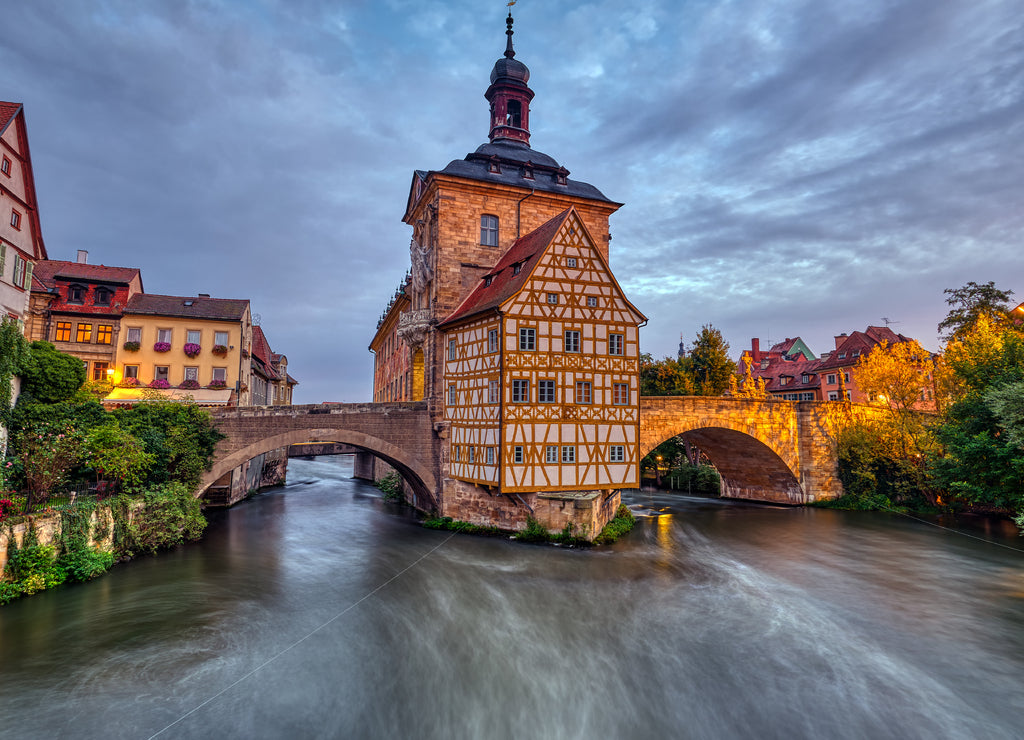 The historic Old Town Hall of Bamberg in Bavaria, Germany at dawn