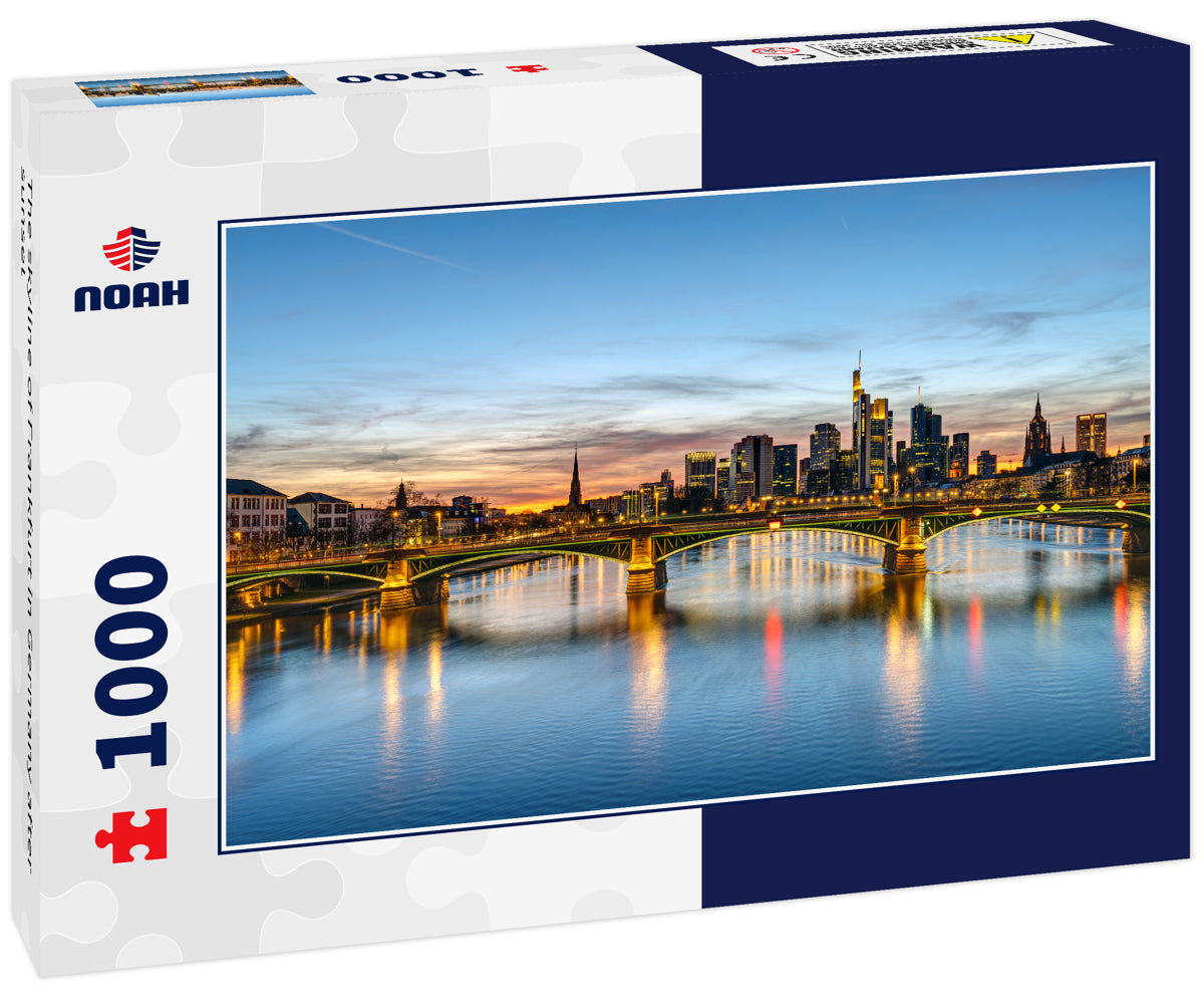 The skyline of Frankfurt in Germany after sunset