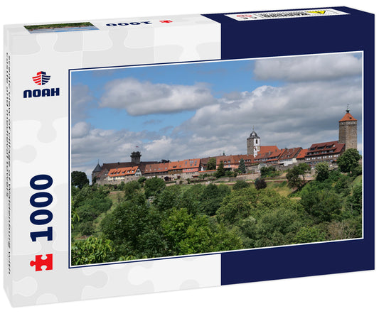 scenic view of village of Waldenburg with castle and medieval towers