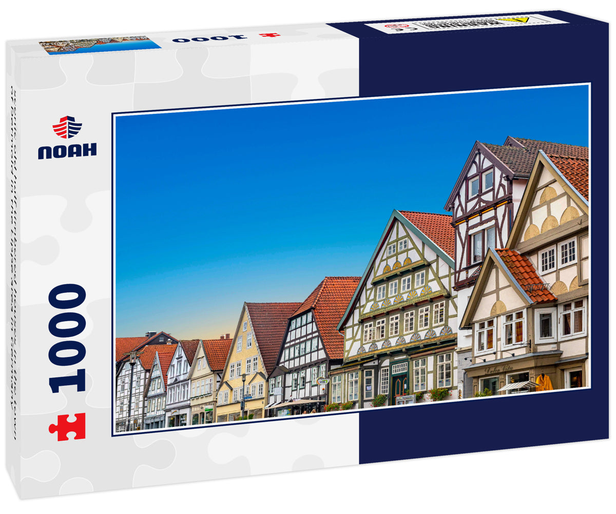 scenic old half timbered houses in the town of Detmold in the Lippe area in Germany