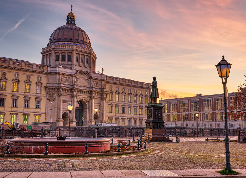The reconstructed City Palace in Berlin before sunrise