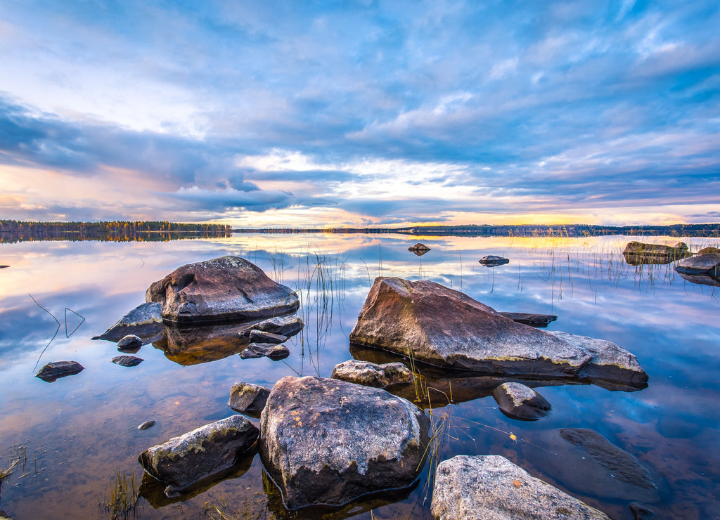 Autumn lake view from Sotkamo, Finland
