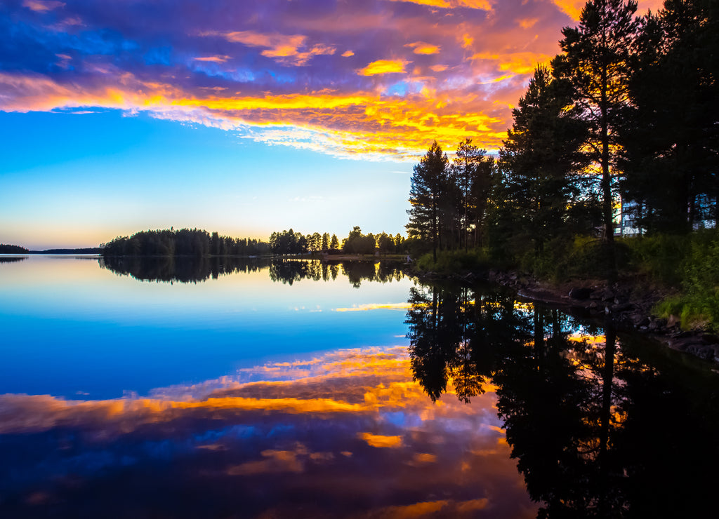 Summer night sunset from Sotkamo, Finland