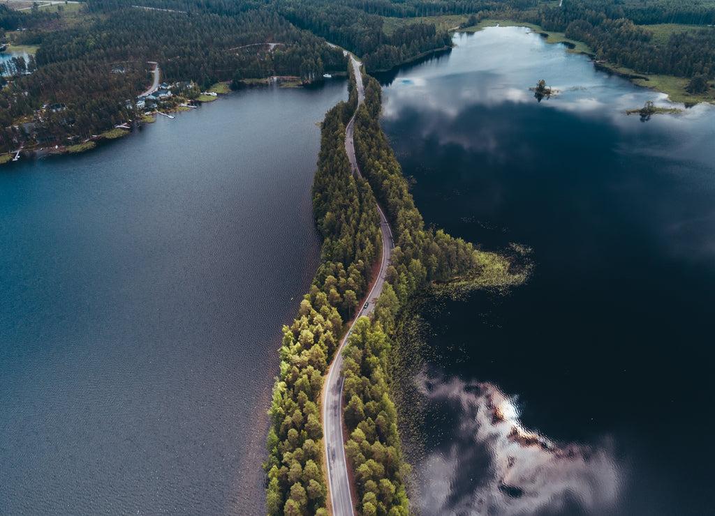 Landscape views from the air of the lakes at Punkaharju Finland