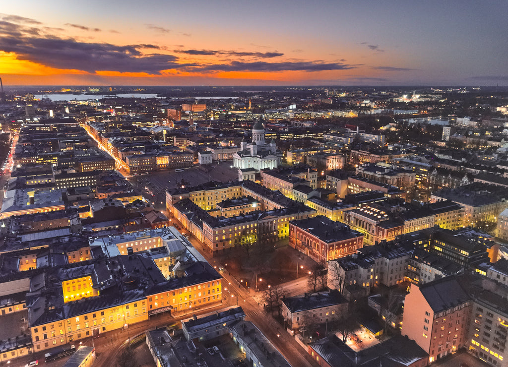 Presidential Palace and historical center of Helsinki, Finland