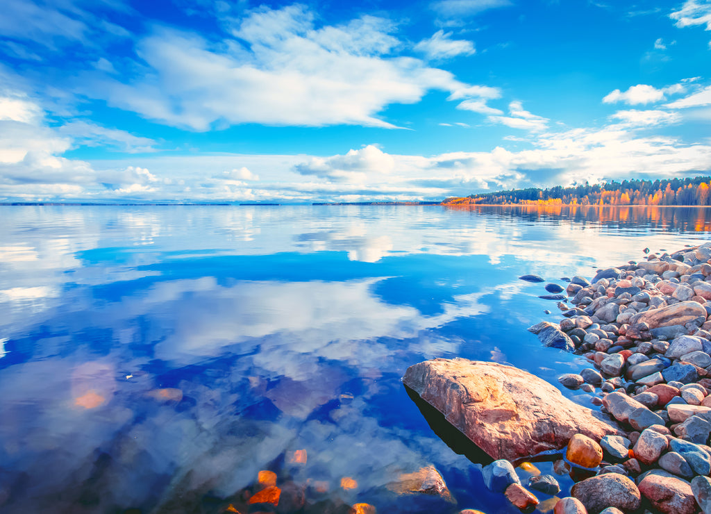 Autumn lake view from Kajaani, Finland