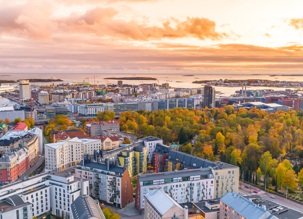 Aerial view of Helsinki city