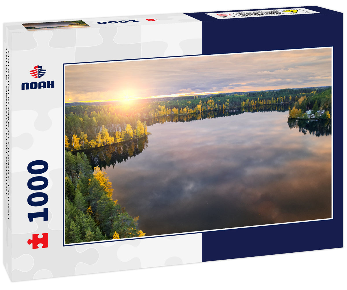 Harvinjarvi lake in Finland. Finnish nature. Beautiful gold autumn