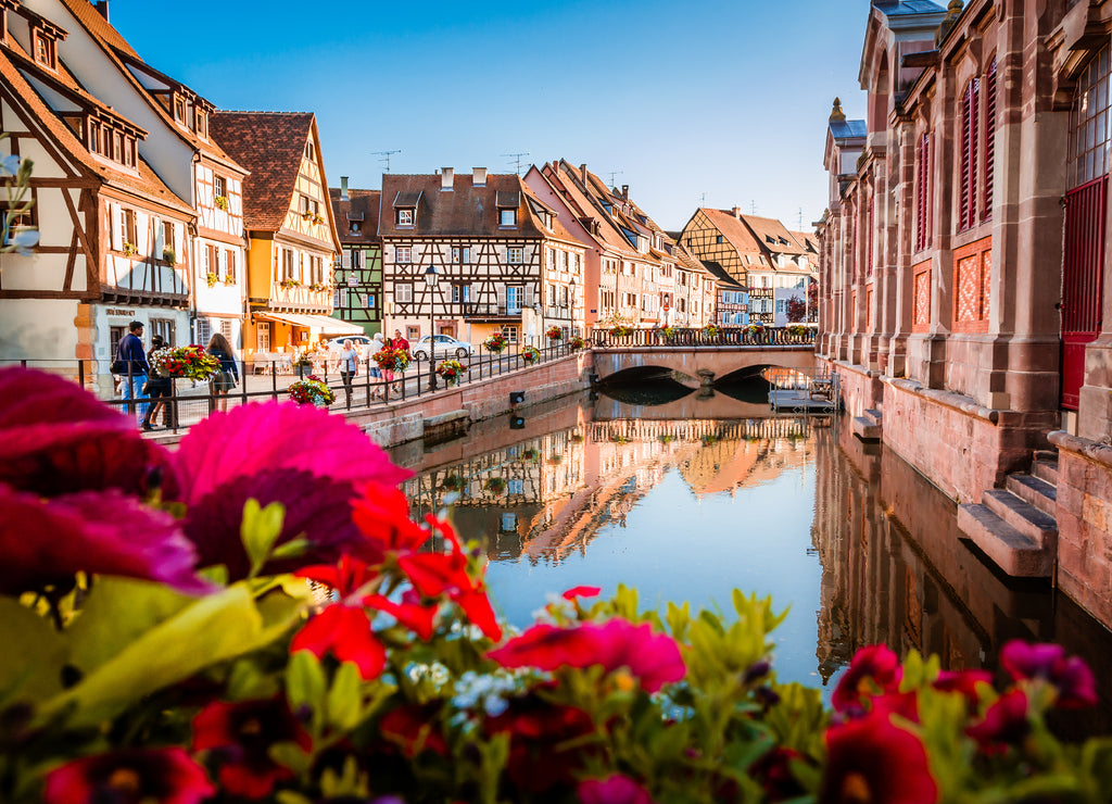 Beautiful town of Colmar in Alsace province of France on a summer sunny day