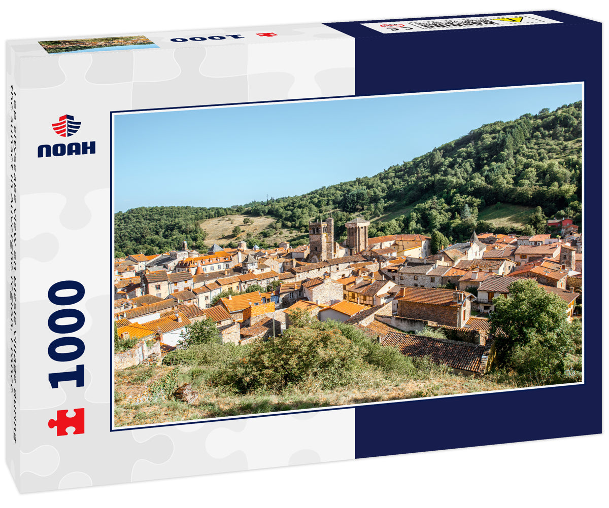 Top cityscape view on Blesle village during the sunset in Auvergne region, France