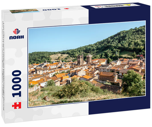 Top cityscape view on Blesle village during the sunset in Auvergne region, France