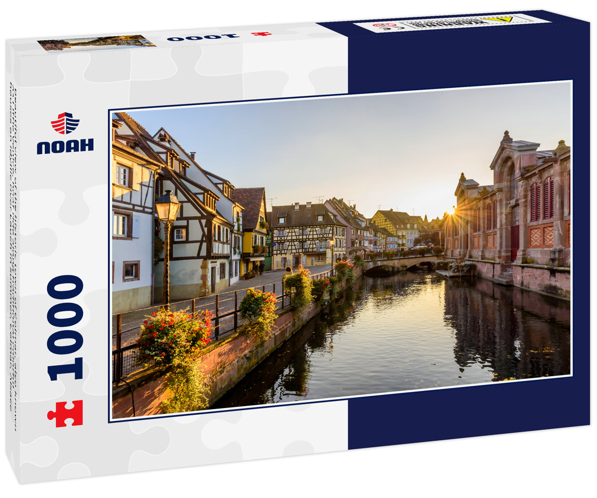 Beautiful view of the historic town of Colmar, also known as Little Venice, boat ride along traditional colorful houses on idyllic river Lauch in summer, Colmar, Alsace