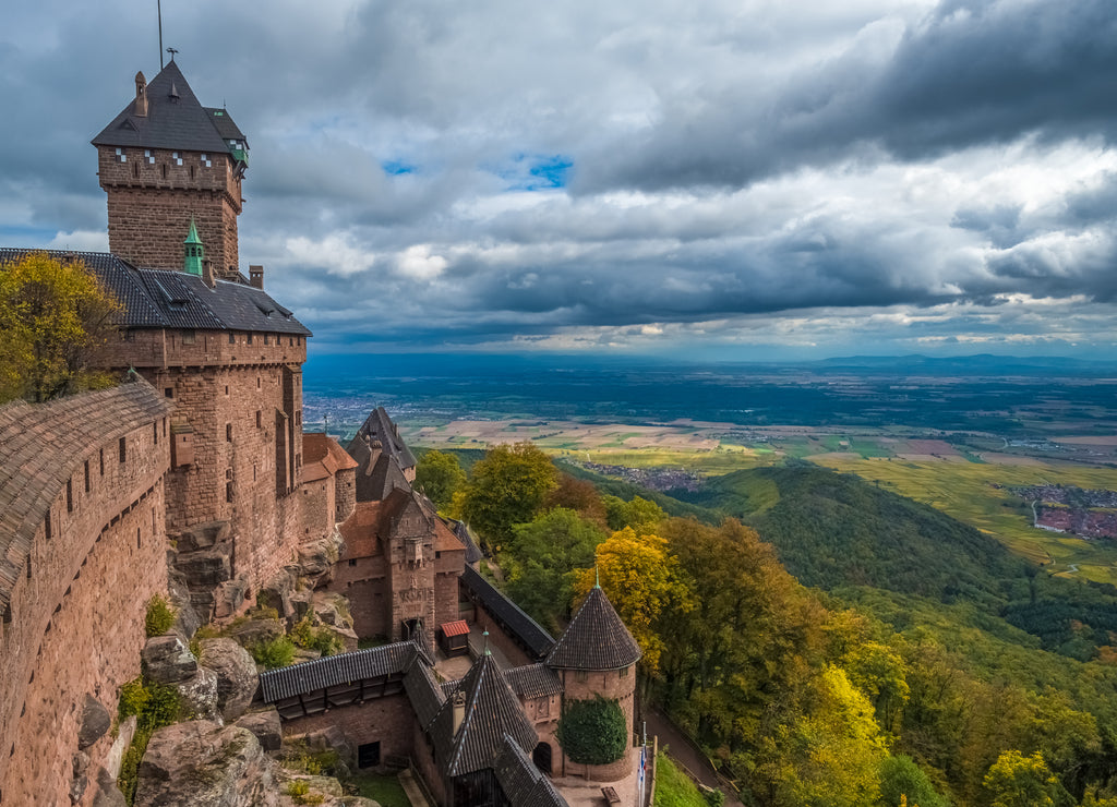 The Chateau du Haut-Kœnigsbourg, a medieval castle in the Vosges mountains, Orschwiller, Bas-Rhin, Alsace, France, just west of Sélestat