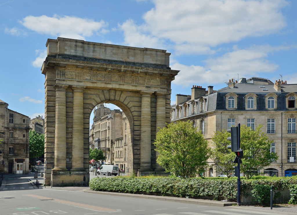 Famous city gate Porte de Bourgogne in Bordeaux