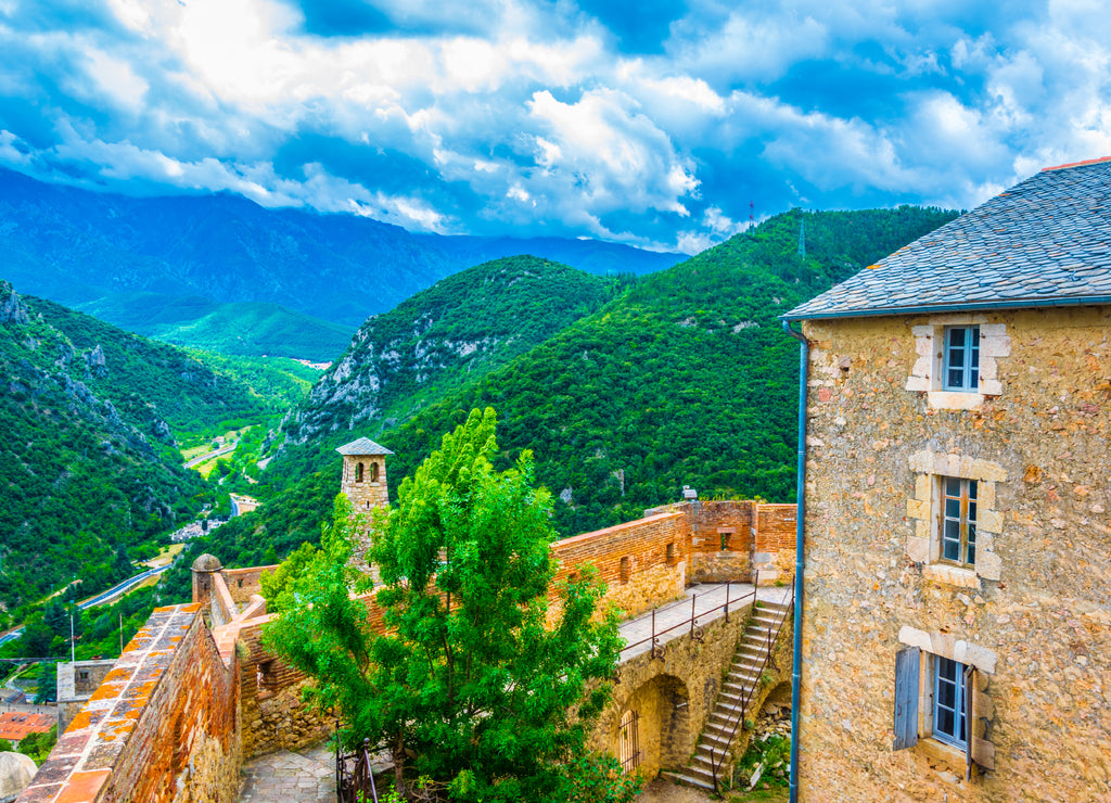 Courtyard of Fort Liberia at Villefranche de Conflent village in France