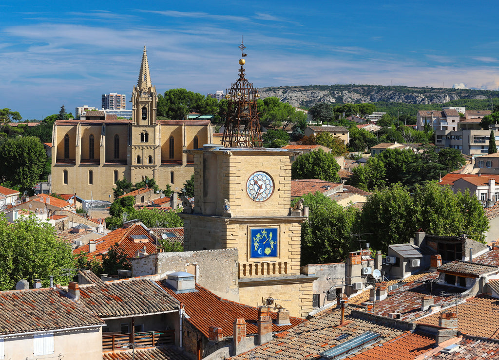 Salon de Provence with church and bell tower, France