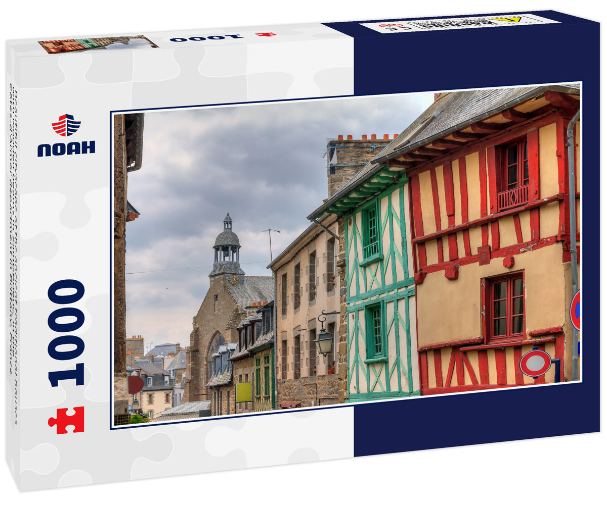 Beautiful cityscape of the ancient traditional houses with wooden beams in Saint-Brieuc, in the Côtes-d'Armor department in Brittany, France