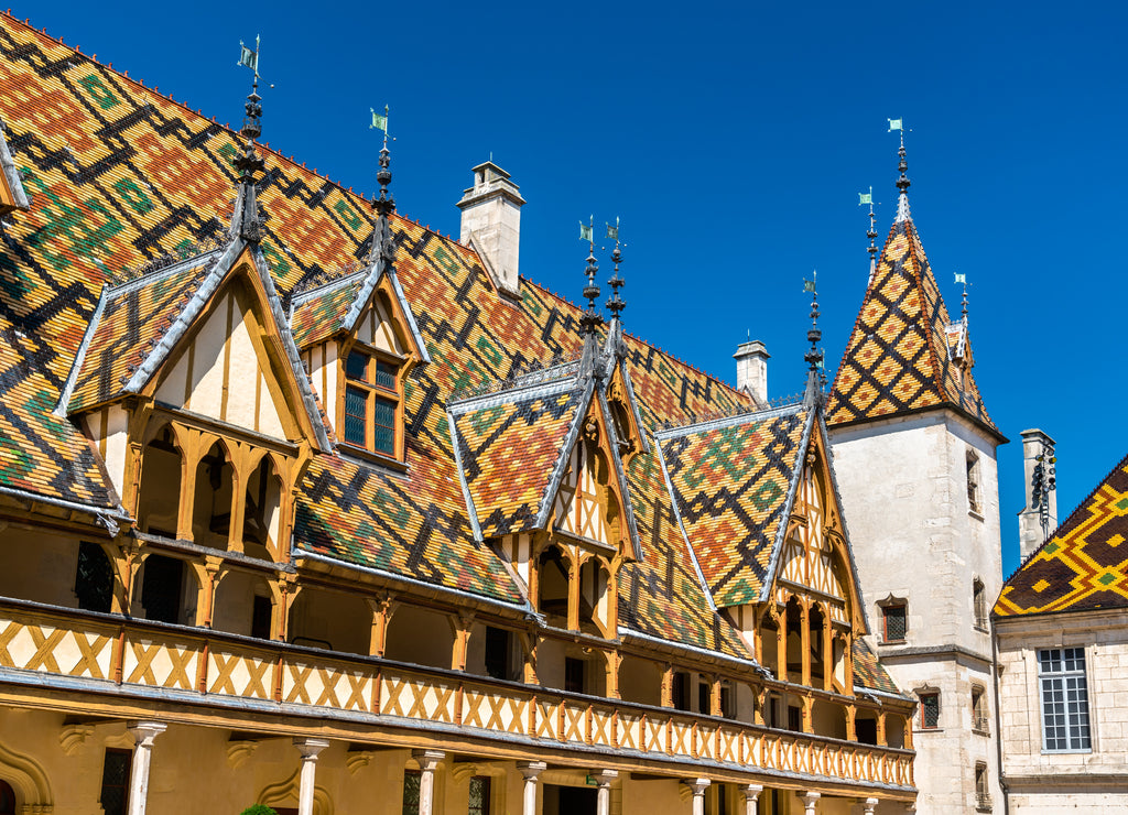 Architecture of the historic Hospices of Beaune, France