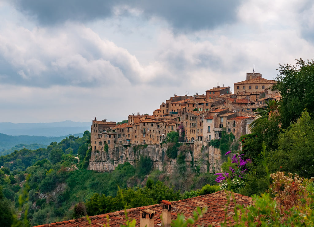 Panoramic view of Tourrettes-sur-Loup town in Provence, France