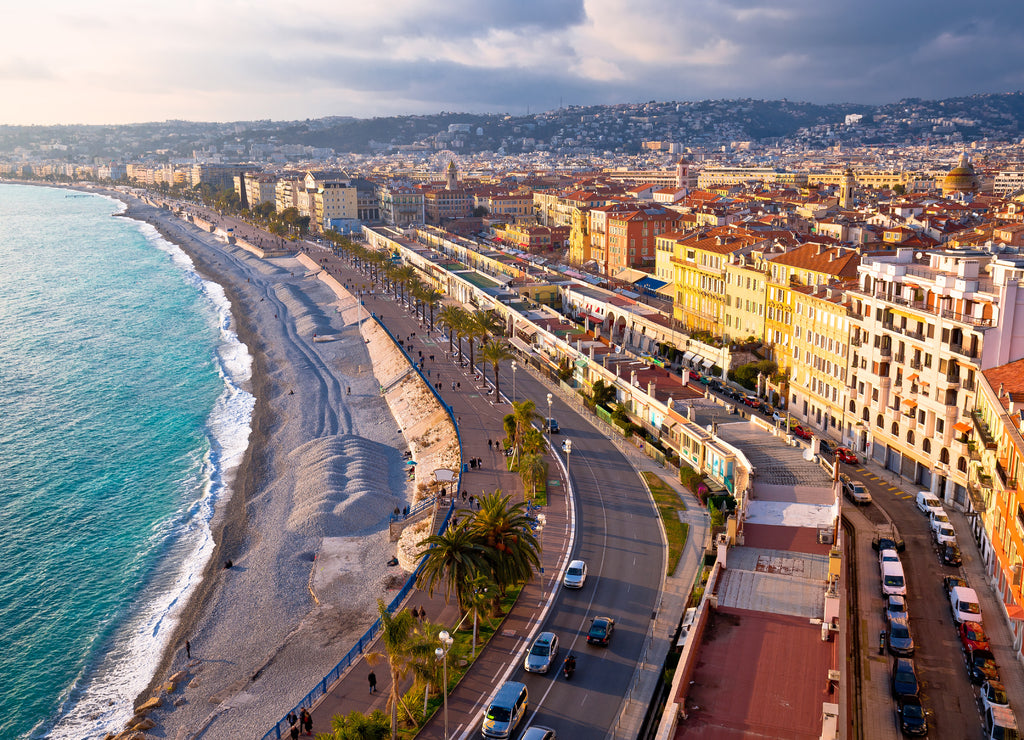 City of Nice Promenade des Anglais waterfront aerial view