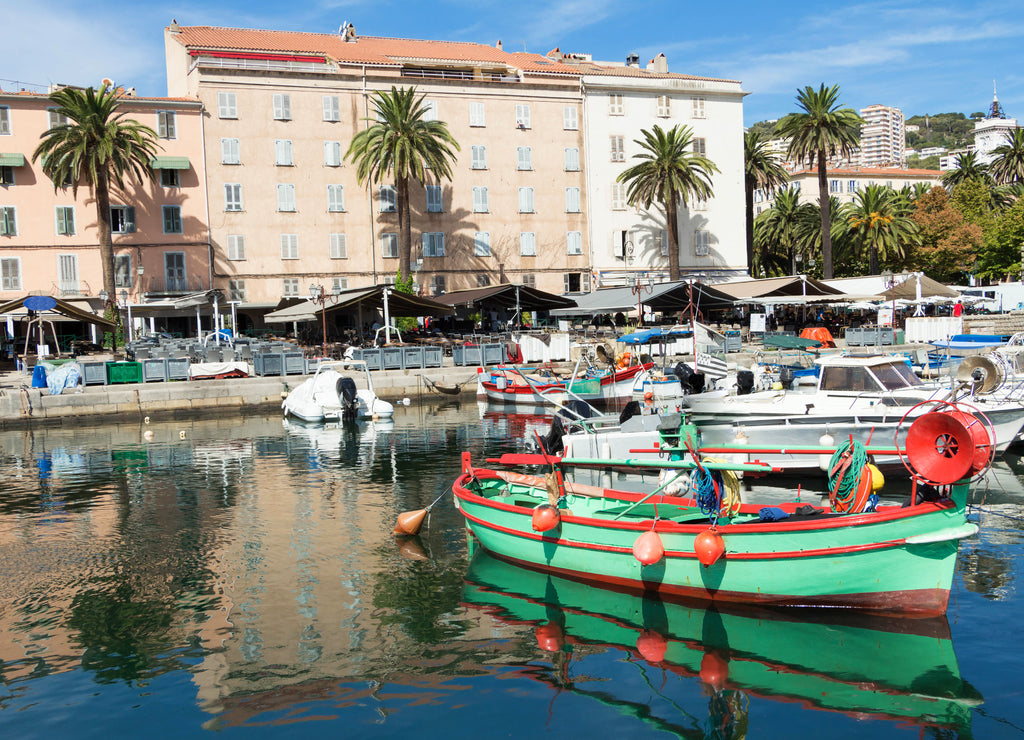 The picturesque fishing port of Ajaccio, Corsica, France