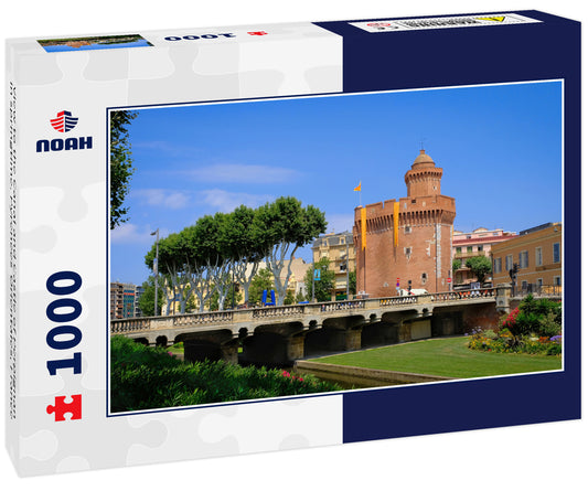 View to the Canal and Castle of Perpignan in springtime. Pyrenees-Orientales, France