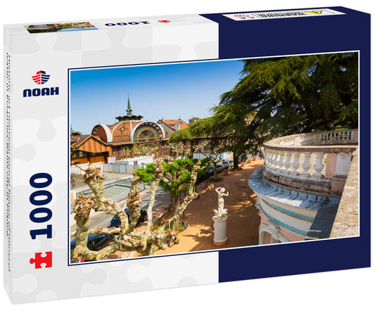 Historic art nouveau pump house of mineral water in Evian-les-Bains city in France