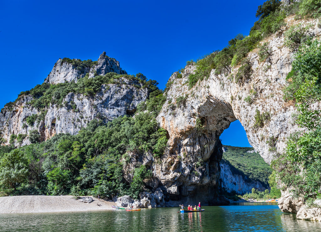 The Pont d'Arc, a large natural bridge located in the Ardèche département in the south of France, 5 km from the town of Vallon-Pont-d'Arc