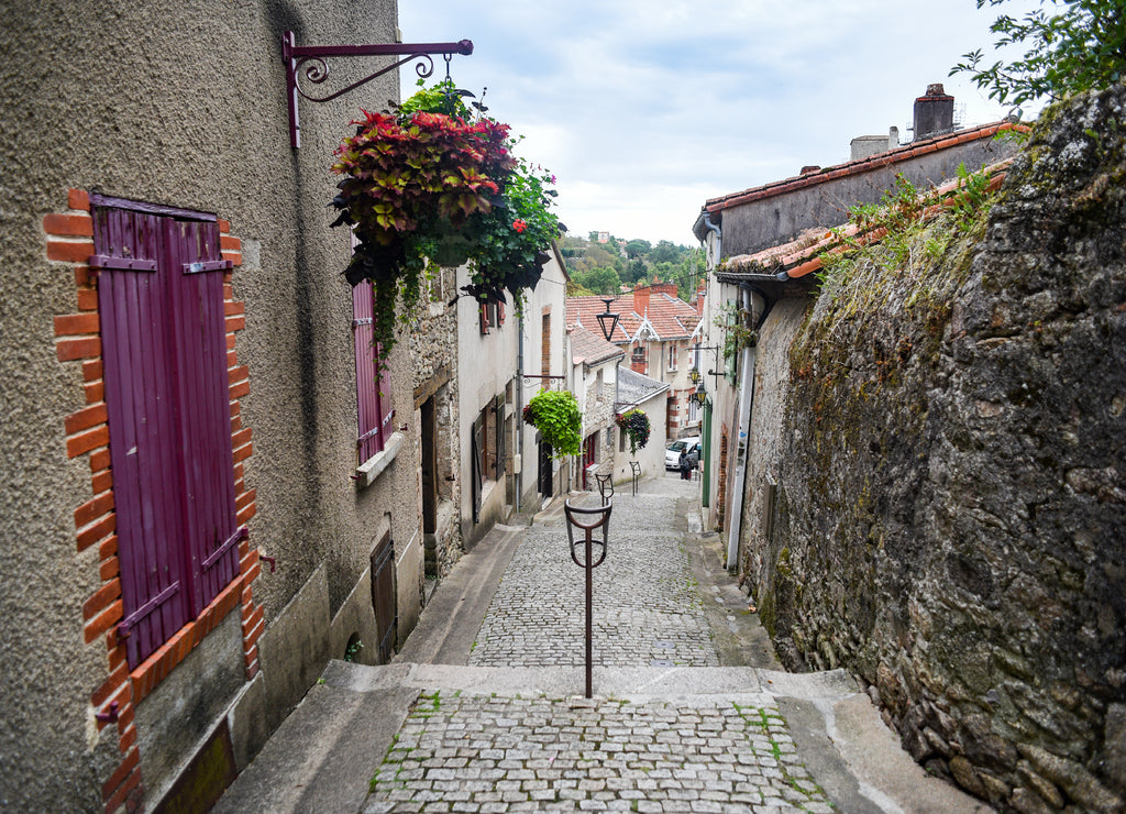 An old and charming town in France, French architecture