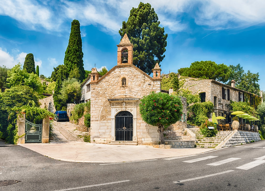 Picturesque church in Saint-Paul-de-Vence, Cote d'Azur