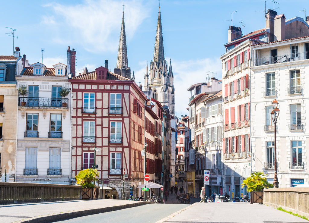 Panoramic views of Bayonne old town, France