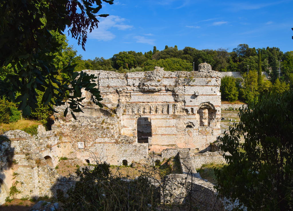 Ancient Roman baths archaeological ruins in Cimiez, Nice, South of France