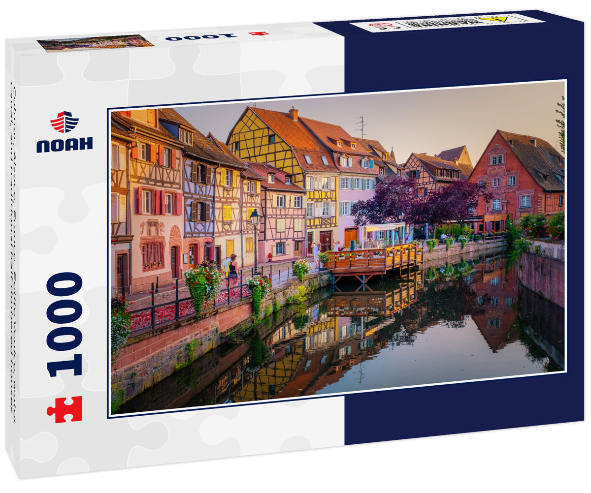 Colmar, Alsace, France. Petite Venice, water canal, and traditional half timbered houses