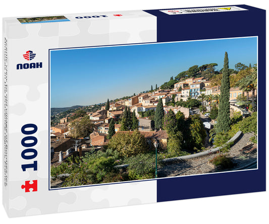 scenic view to old village of Bormes les Mimosas in the Provence region, France