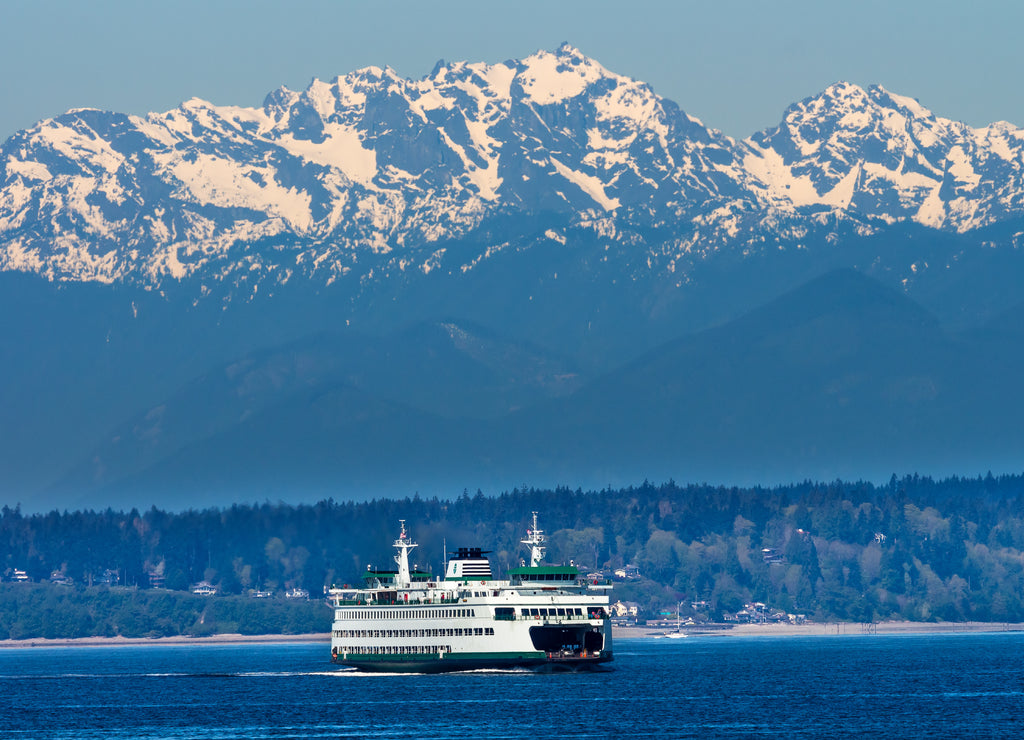 Seattle Bainbridge Island Ferry Puget Sound Olympic Mountains, Washington