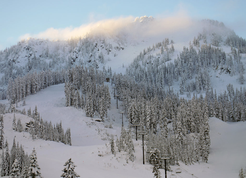 Sunrise at Stevens Pass, Washington After Snowfall