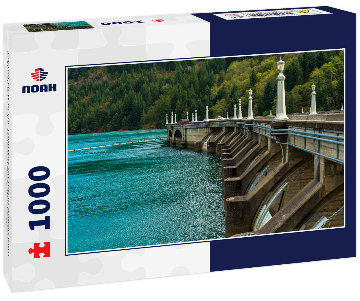 Partial view of the roadway on top of Diablo Dam in North Cascades National Park, Washington