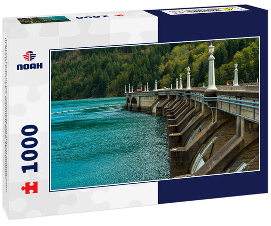 Partial view of the roadway on top of Diablo Dam in North Cascades National Park, Washington