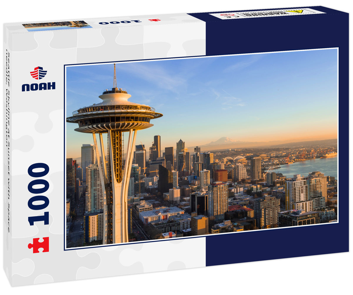 Seattle Skyline at Sunset with Space needle, Washington