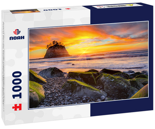 Sunset over the Pacific coast at Rialto beach near La Push in Olympic National Park, Washington, USA