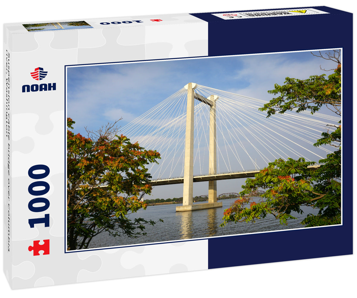 Suspension cable bridge over Columbia river, Washington