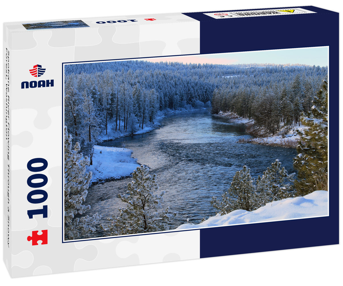 Spokane River Flowing Through a Snowy Forest, Washington