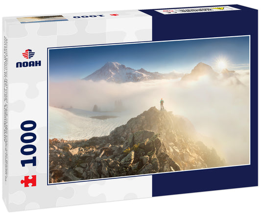 Mount Rainier National Park in the Cascade Range, Washington State, USA. A beautiful active volcano at sunset in North America. Summer time