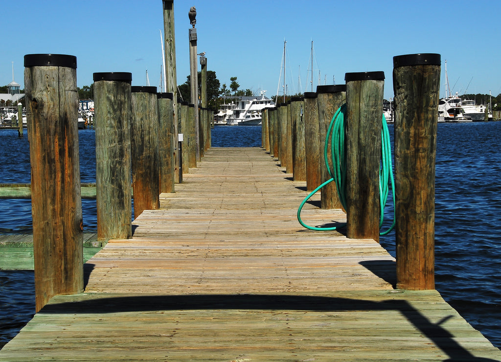 Pier on Back Creek on Solomons Island, Maryland. Located in Calvert County adjacent to the Patuxent River and Chesapeake Bay