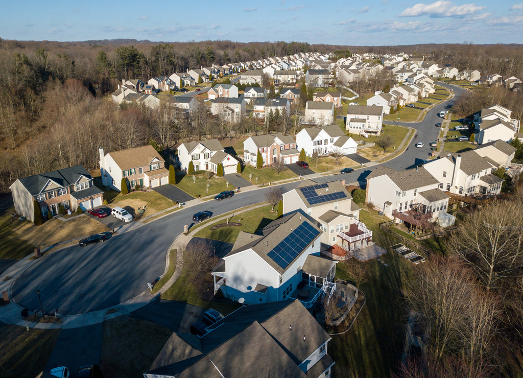 Low altitude aerial of the Gunpowder neighborhood in Joppa, Harford County, Maryland