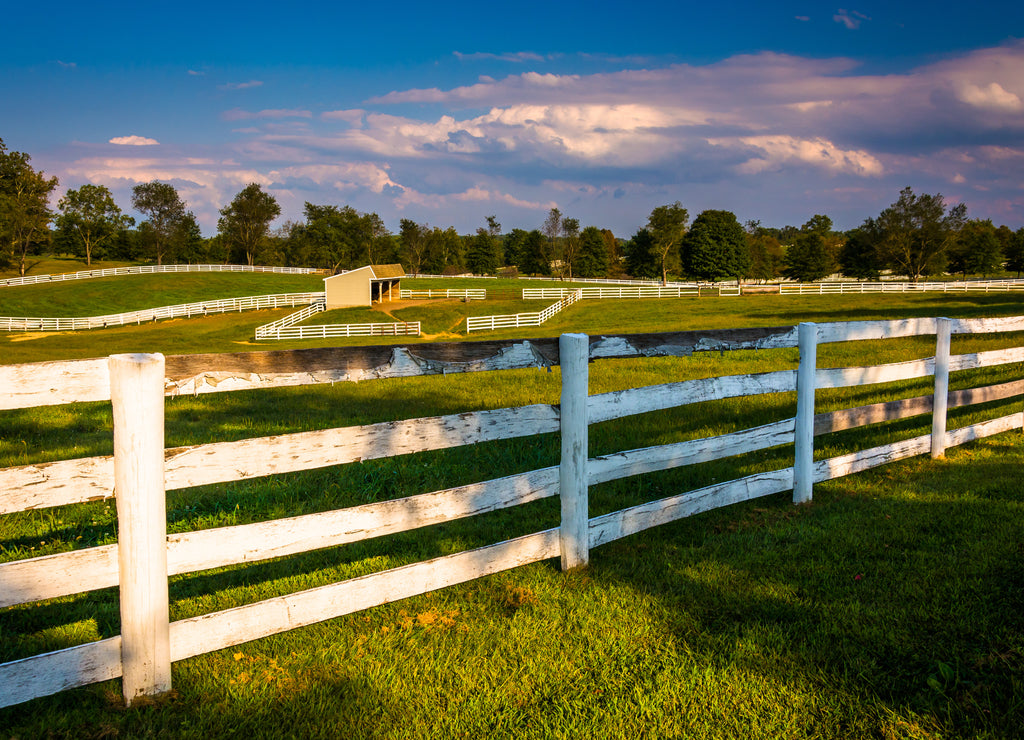 Fence and farm field in rural Howard County, Maryland