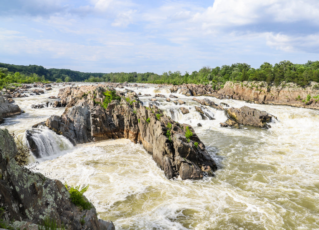 Waterfall in Potomac River. Border of Montgomery County, Maryland and Fairfax County, Virginia