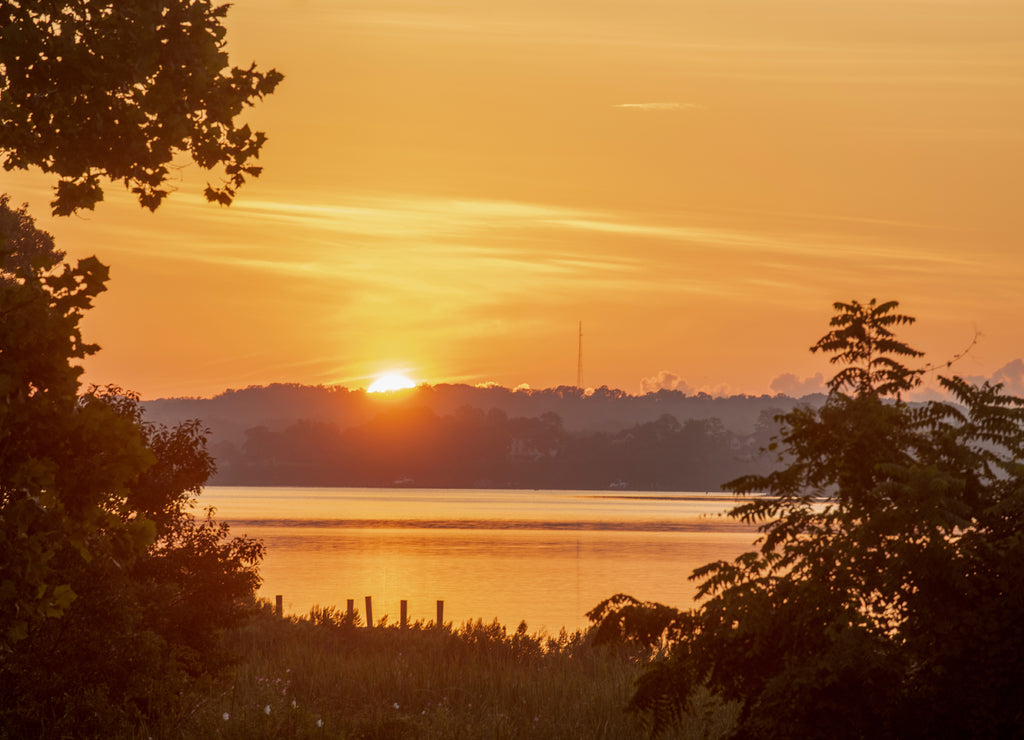 Summer sunrise over Breton Bay, Leonardtown, St. Mary's County, Maryland