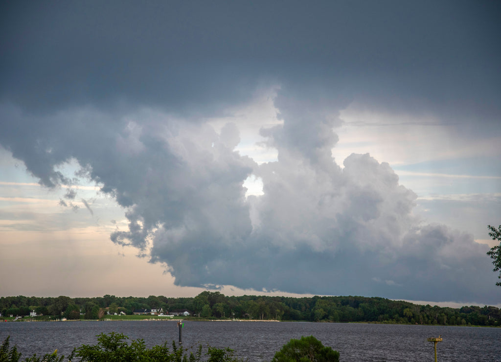 Summer storm clouds fill the horizon over Breton Bay, in southern Maryland;s St. Mary's County