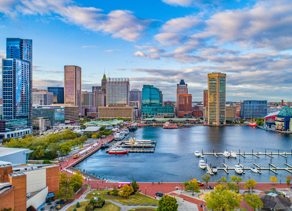 Baltimore, Maryland, USA Downtown Skyline Aerial